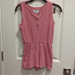 Girls sleeveless waffle-knit romper